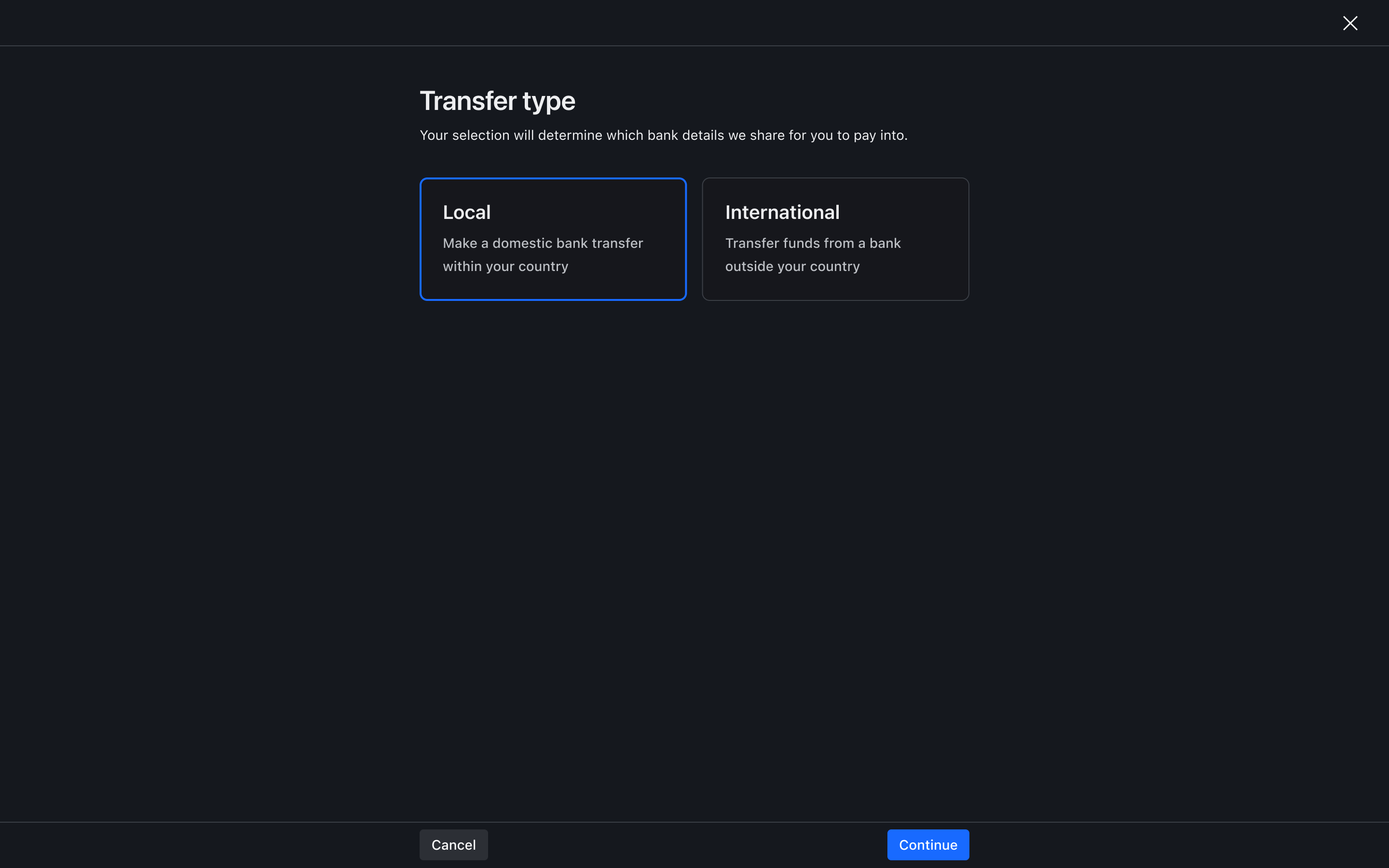 Top-up flow step 2 – Dark mode